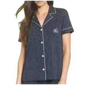 LAUREN RALPH LAUREN Womens Printed Pajama Top Only,1-Piece Size:Medium, Blue Dot
